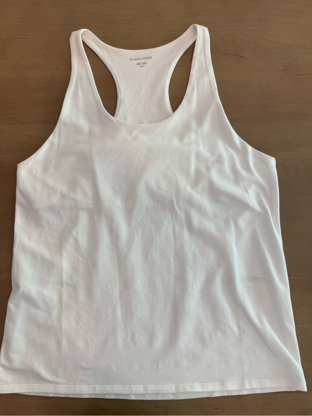 Eileen Fisher White Racerback Tank with Shelf Bra Medium